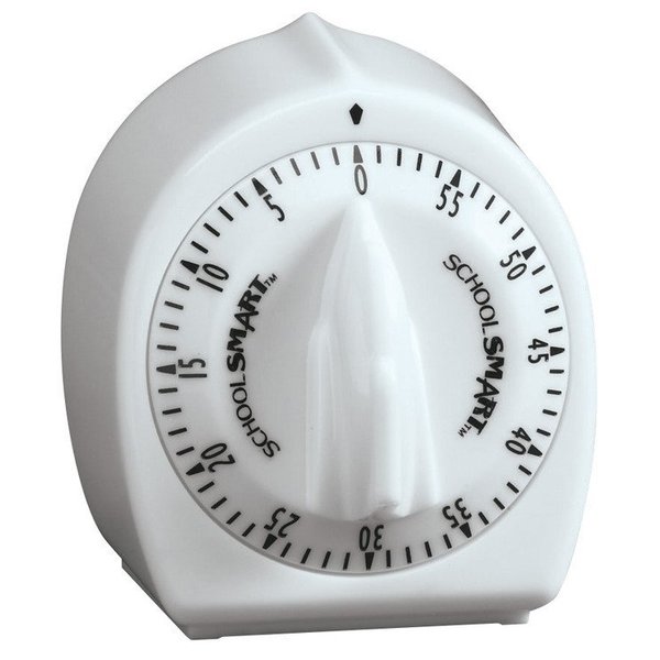 School Smart Large Minute Timer, 60 Minutes, 3-3/8 x 3 x 3-1/8 Inches, White TPG-493S